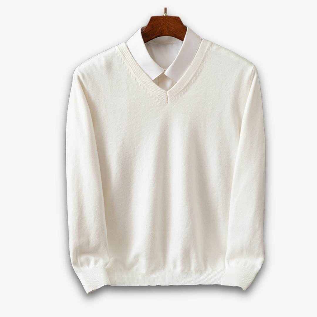Men's V-Neck Cashmere Sweater - Slim Fit, Soft & Lightweight, Casual & Formal Wear