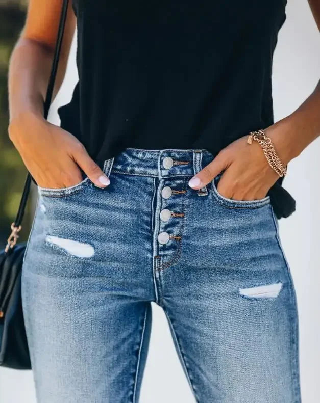 Women's Ripped Slim Fit Denim Jeans