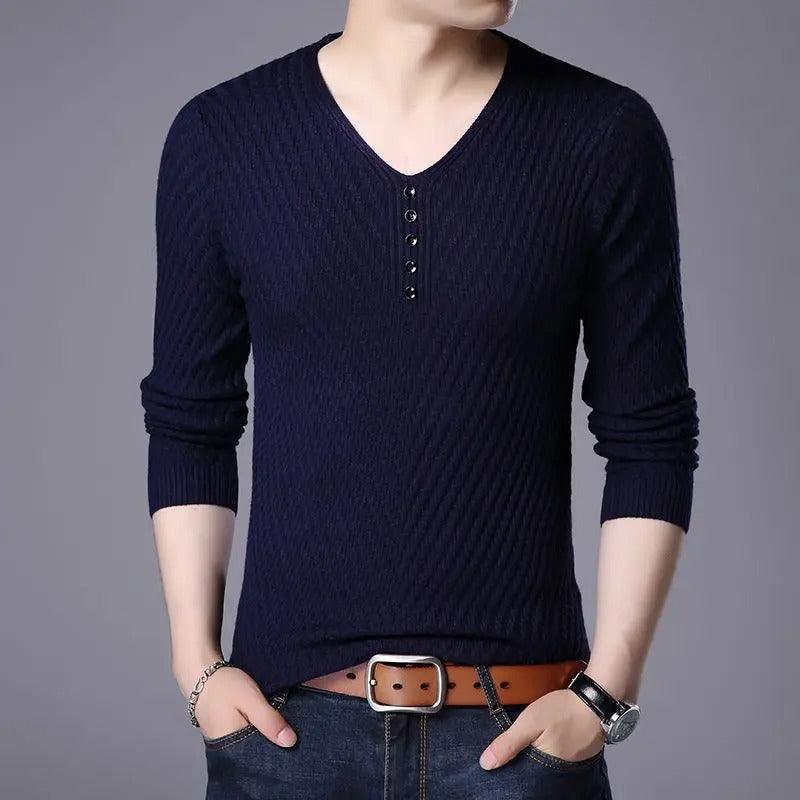 Men's Long Sleeve Striped Color Block Shirt