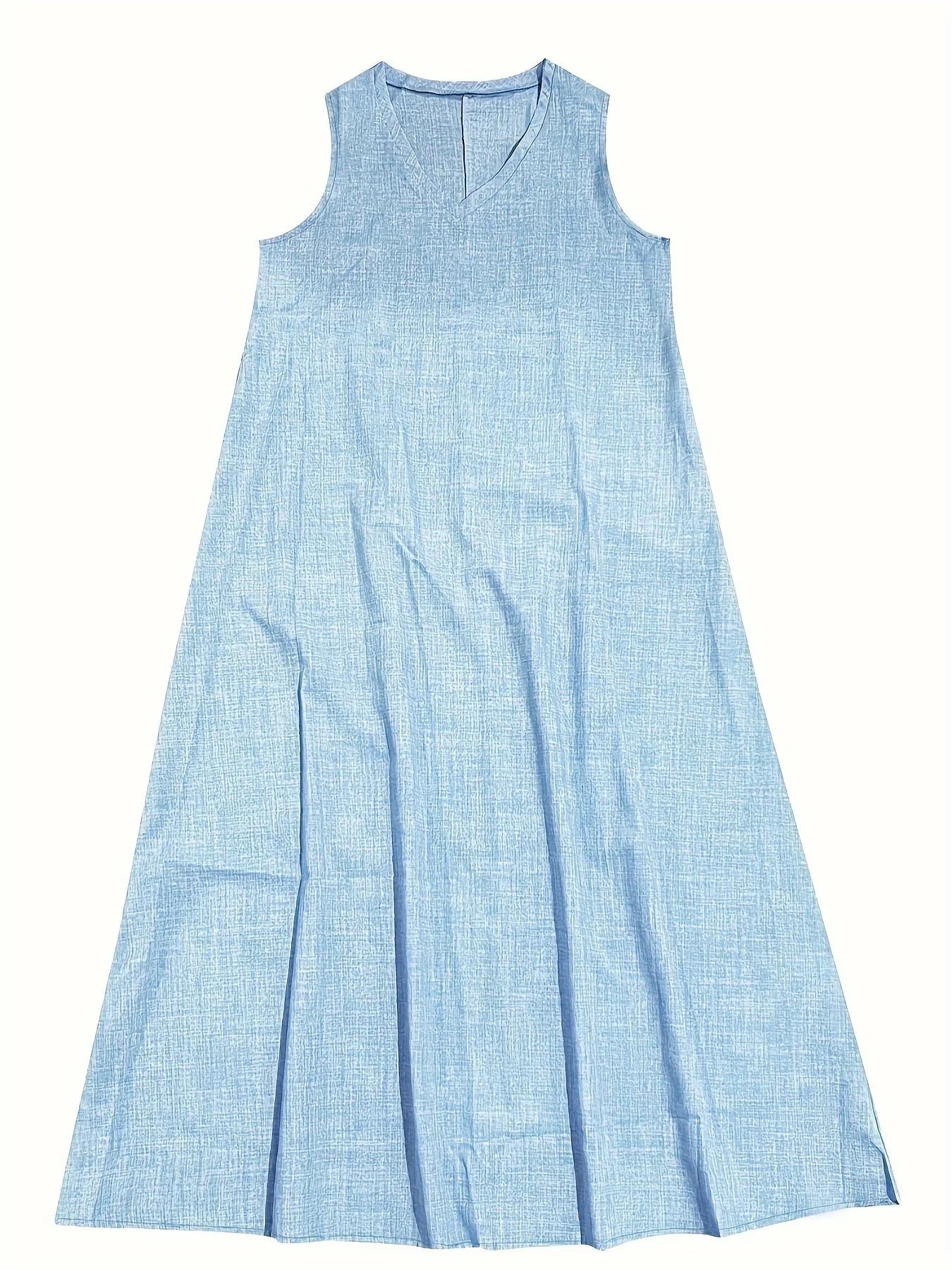 Women’s Maxi Dress - Sleeveless V-Neck - Relaxed Fit - Lightweight Breathable Fabric