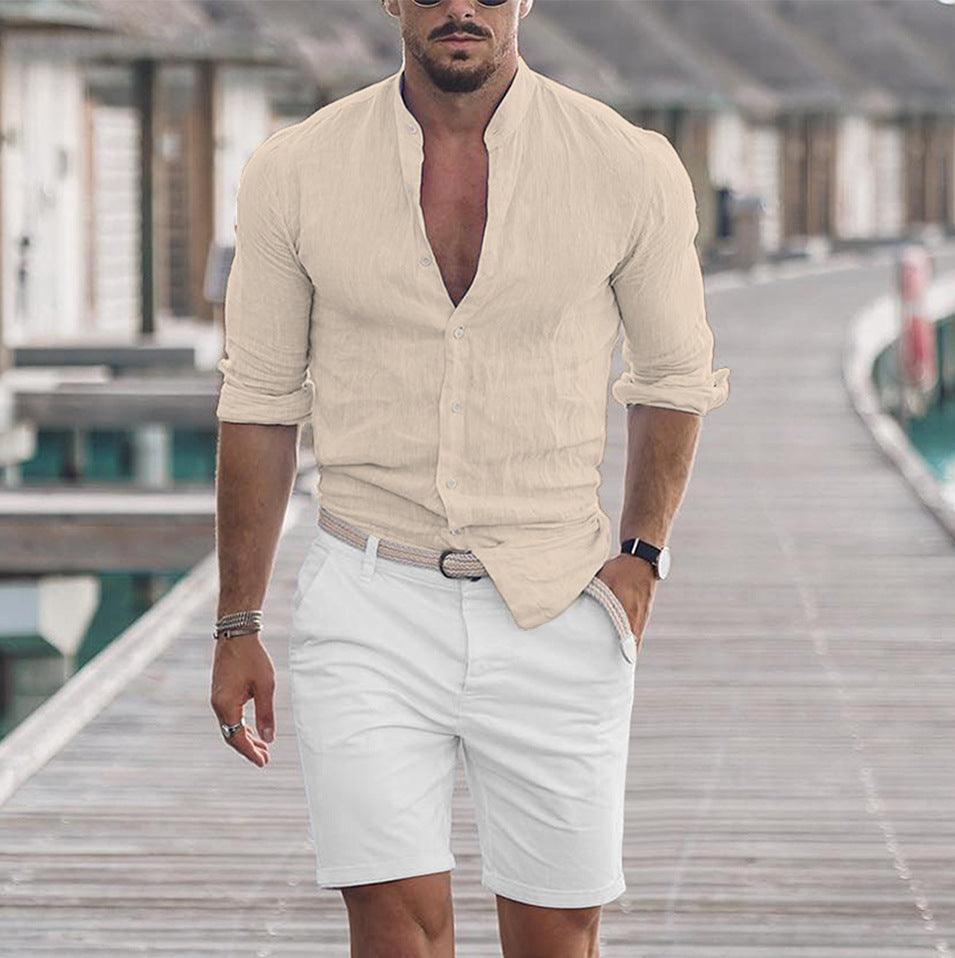 Men's Casual Shirt Long Sleeve Solid Color