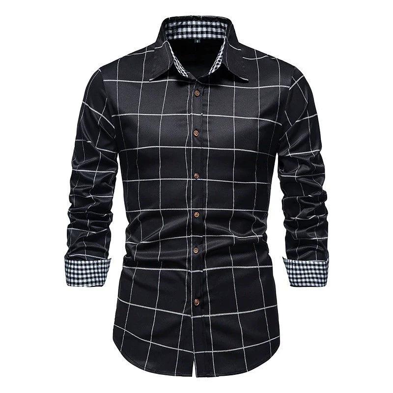 Men's Slim Fit Plaid Dress Shirt