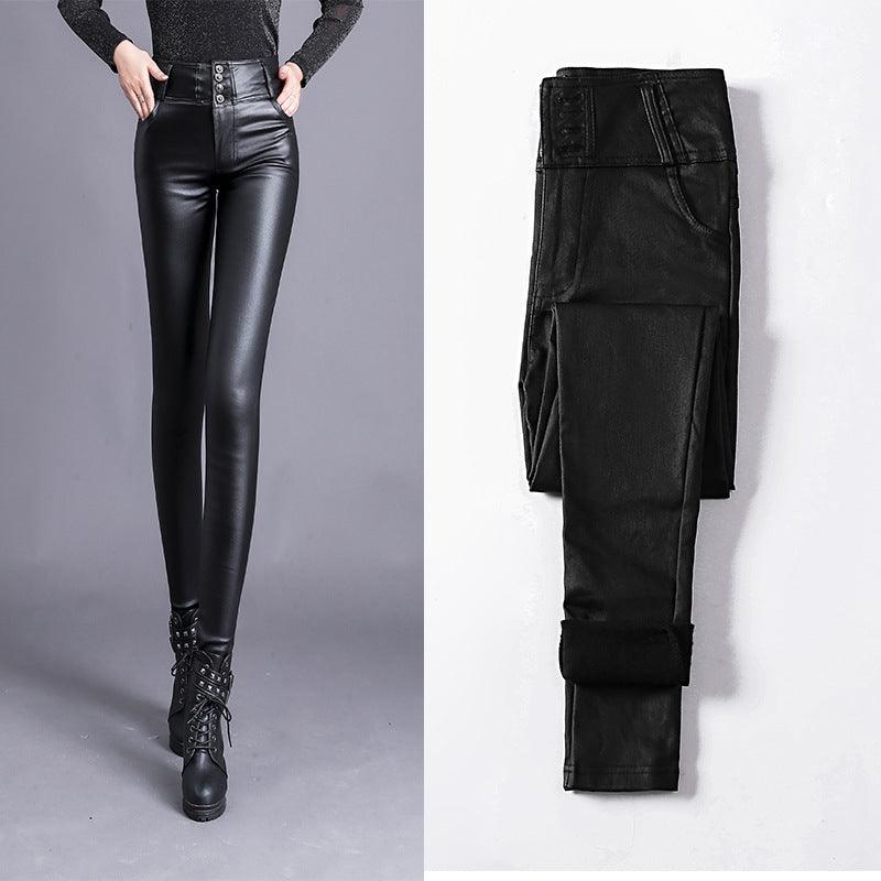 Women's Leather High-Waisted Skinny Trousers