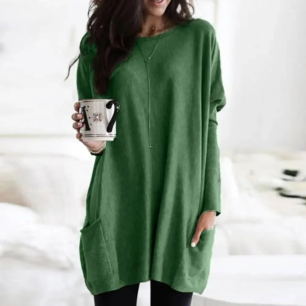 Women's Oversized Cotton Blend Sweater with Pockets