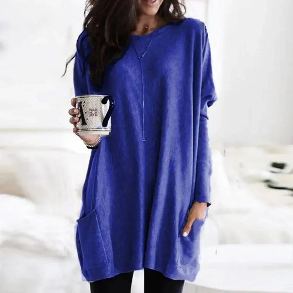 Women's Oversized Cotton Blend Sweater with Pockets