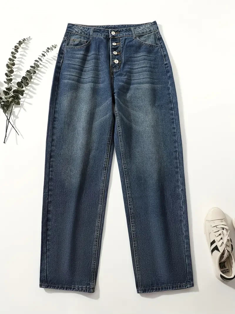 Women's Loose Fit High-Waisted Denim Jeans