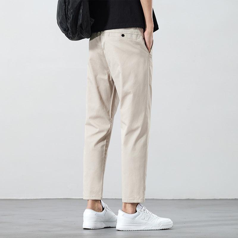 DriftEase Men’s Summer Cropped Pants | Lightweight Casual Cotton Mid-Waist Trousers