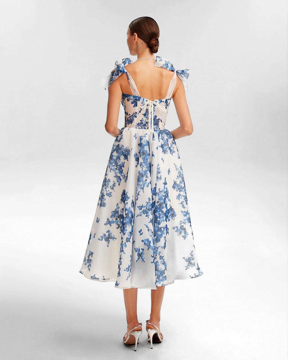 Women's Midi Dress Blue Elegant Style
