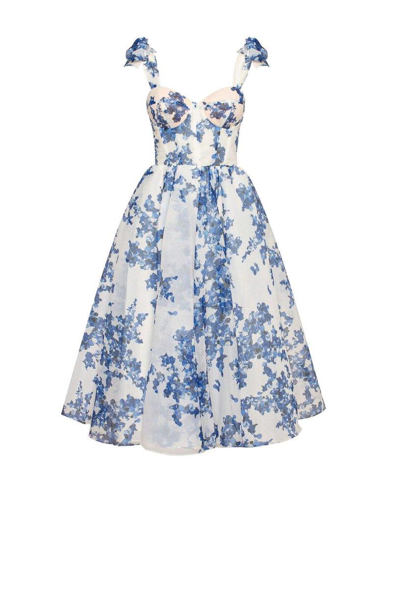 Women's Midi Dress Blue Elegant Style