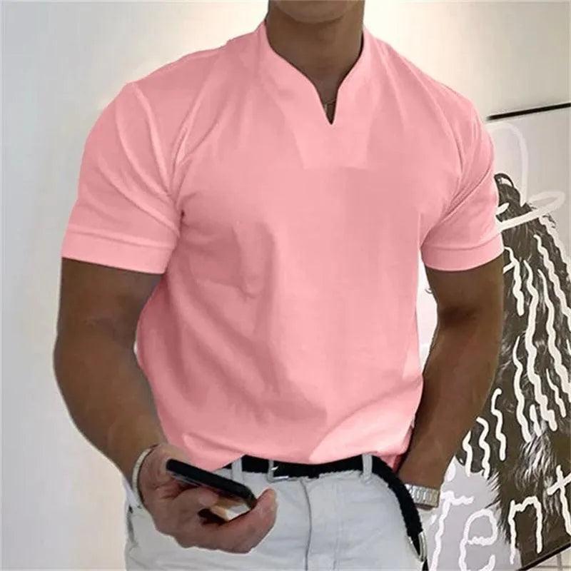 Men’s Slim Fit Athletic T-Shirt Notched V-Neck Short Sleeve