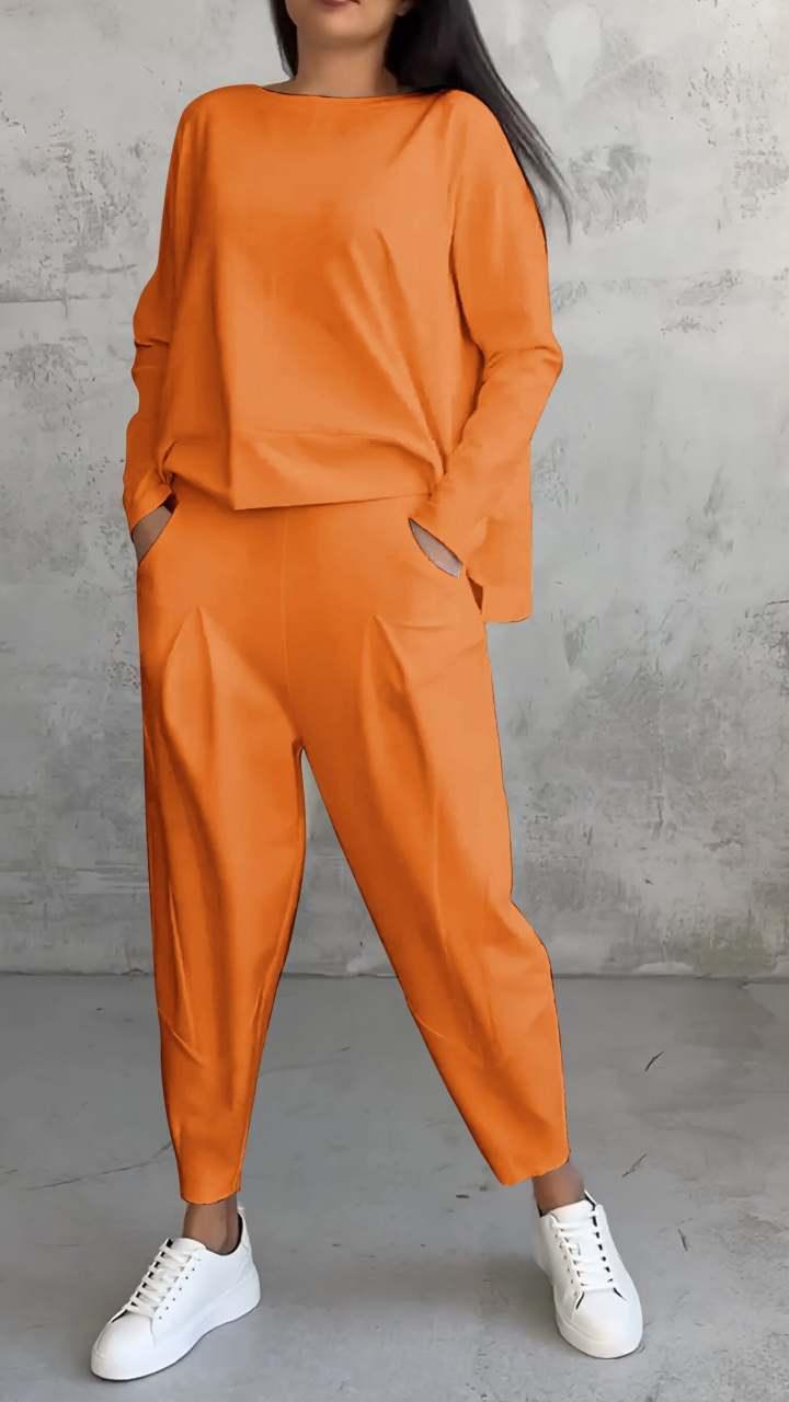 Women's Casual Chic Harem Pants Set with Irregular Long-Sleeve Top
