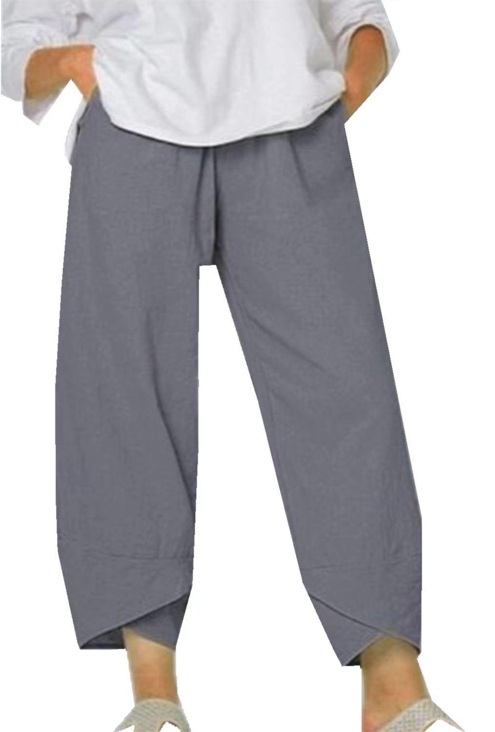 Women's Cropped Culottes Lightweight Fabric Wide Leg Elastic Waist