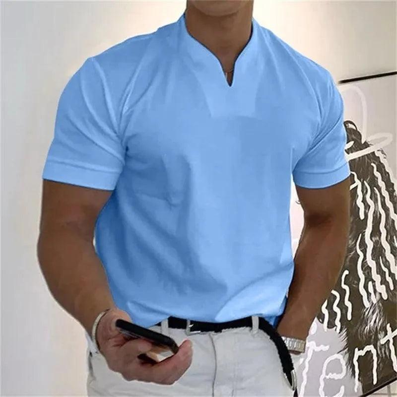 Men’s Slim Fit Athletic T-Shirt Notched V-Neck Short Sleeve