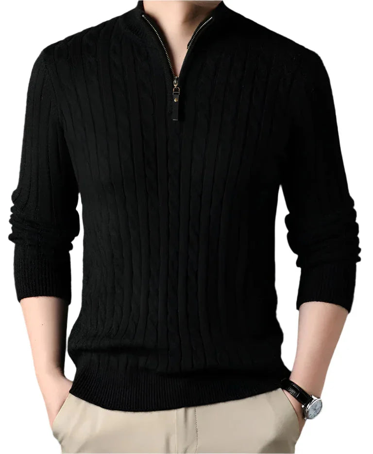Men's Cable-Knit Quarter Zip Jumper