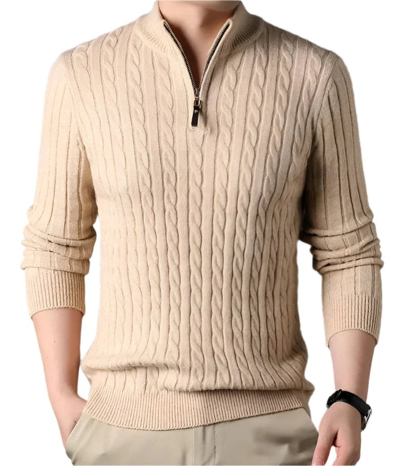 Men's Cable-Knit Quarter Zip Jumper