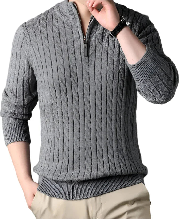 Men's Cable-Knit Quarter Zip Jumper