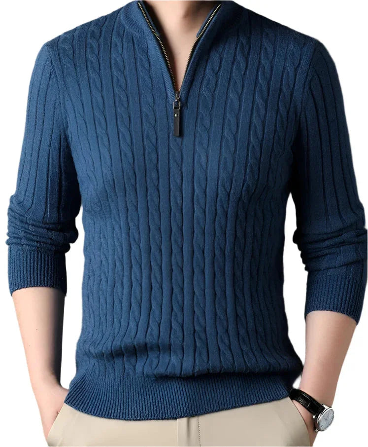 Men's Cable-Knit Quarter Zip Jumper