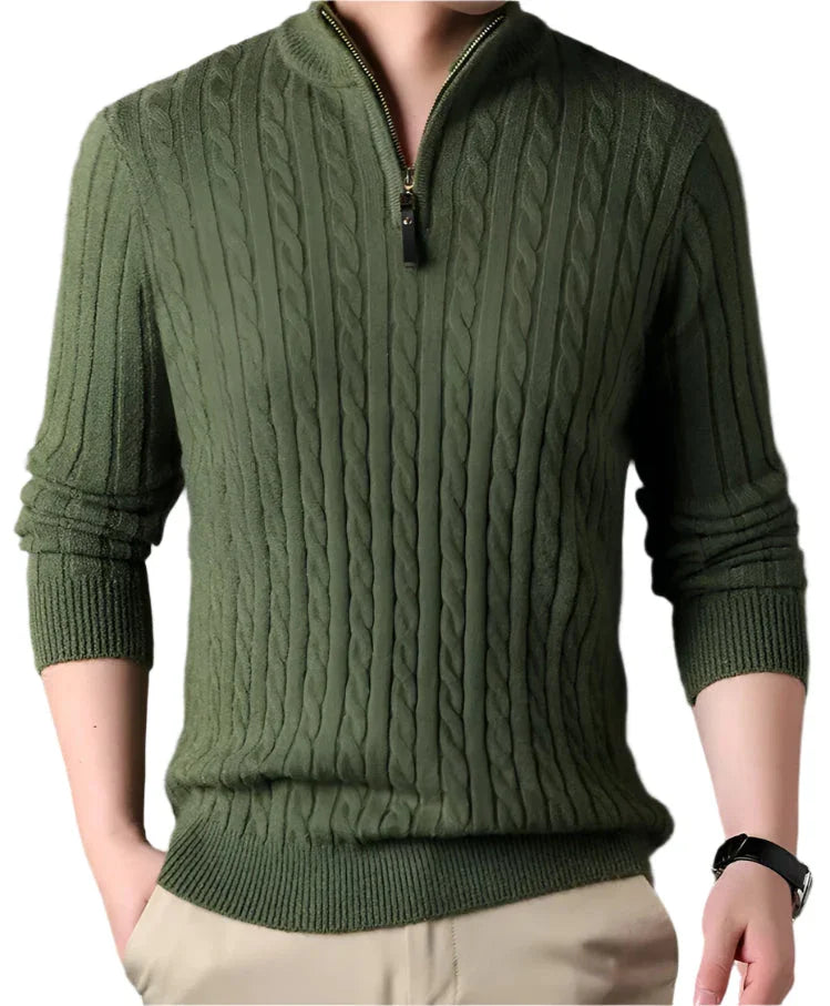 Men's Cable-Knit Quarter Zip Jumper