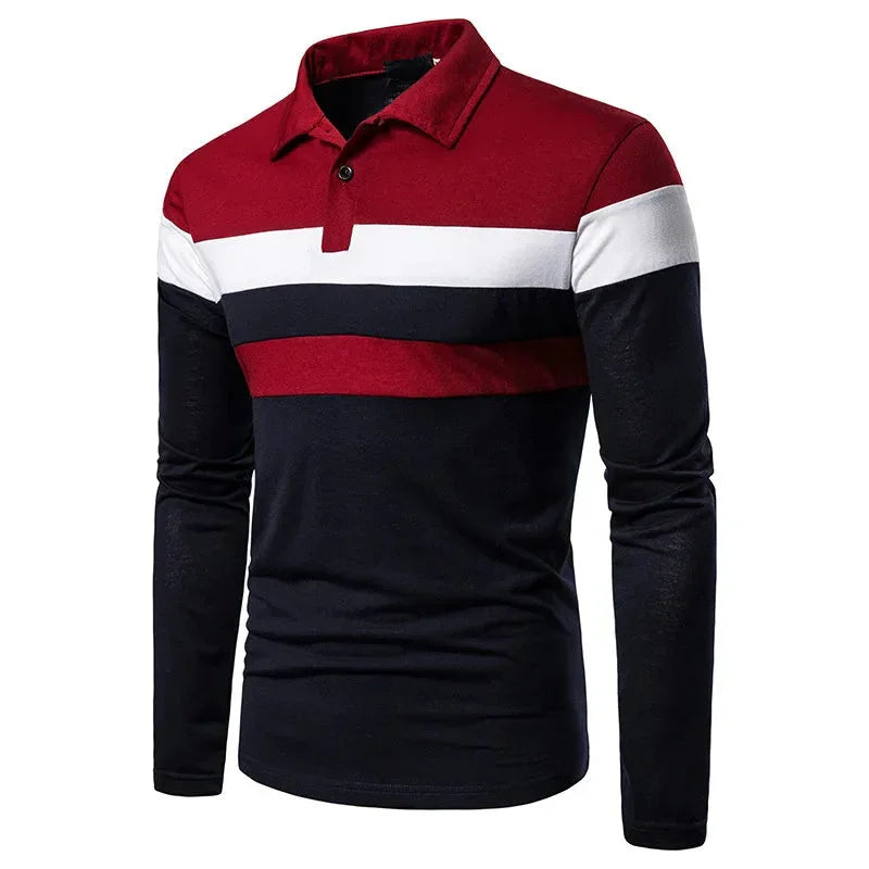 Men’s Long Sleeve Polo Shirt Striped Design