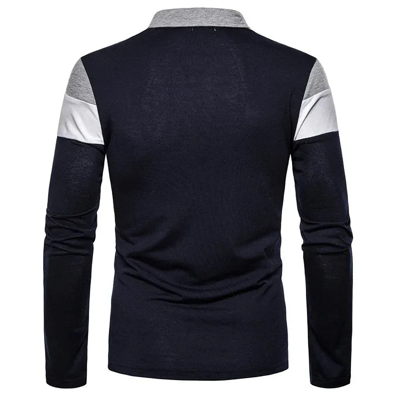 Men’s Long Sleeve Polo Shirt Striped Design