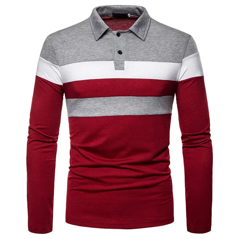 Men’s Long Sleeve Polo Shirt Striped Design