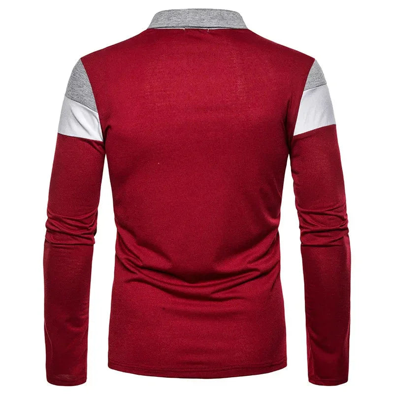 Men’s Long Sleeve Polo Shirt Striped Design