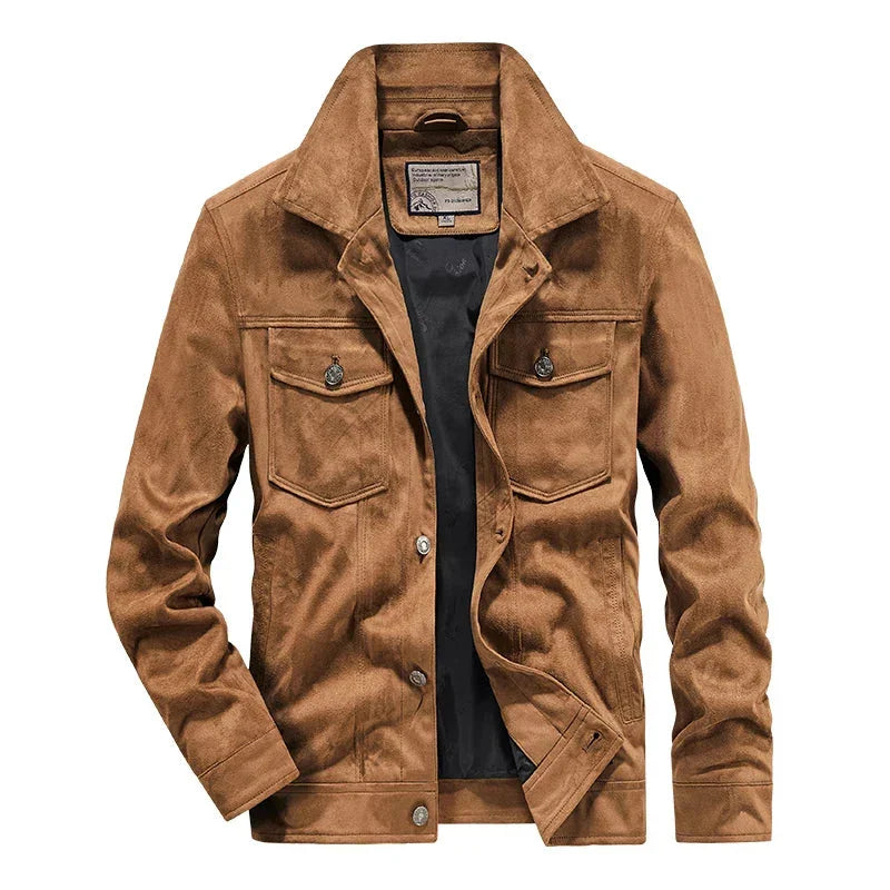 Men's Cargo Jacket Suede Vintage Lightweight