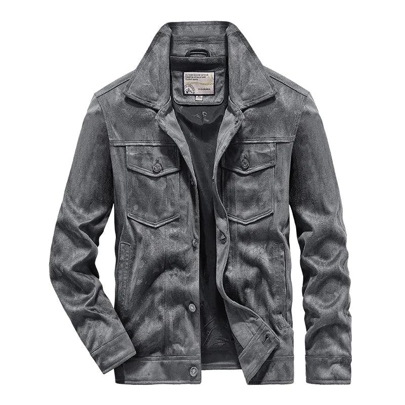 Men's Cargo Jacket Suede Vintage Lightweight