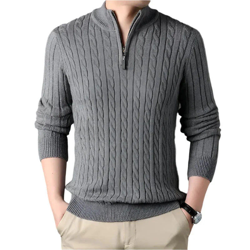 Men's Cable-Knit Quarter Zip Jumper