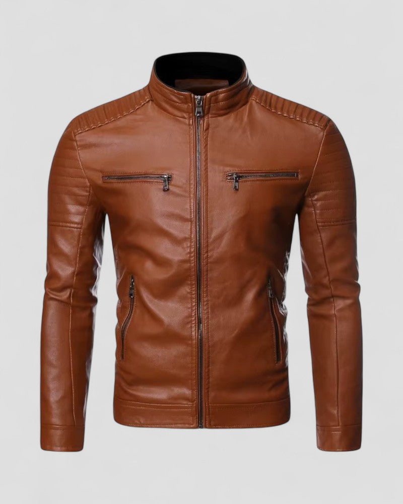 Men's Biker Jacket Faux Leather Slim Fit