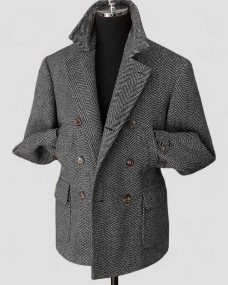 Men's Tailored Blazer Wool Blend Double Breasted