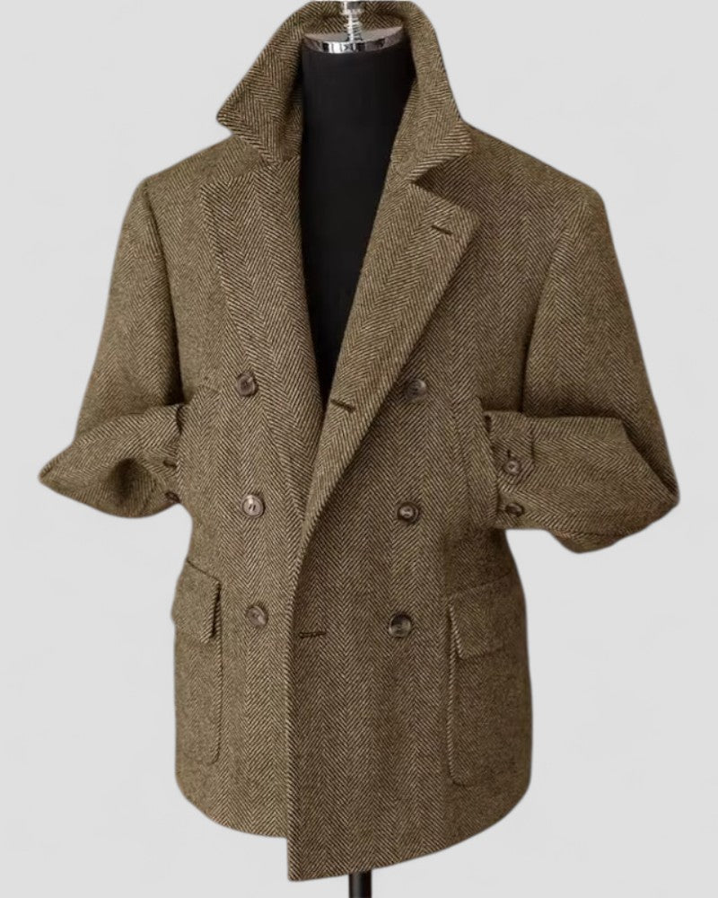 Men's Tailored Blazer Wool Blend Double Breasted