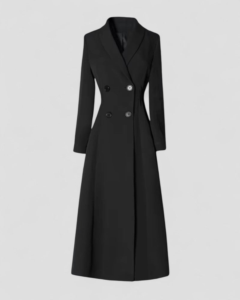 Women's Elegant Long Trench Coat with Buttons