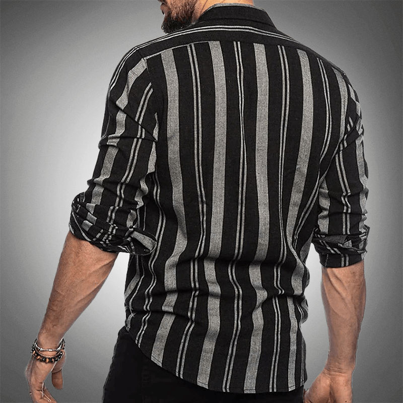 Men's Long Sleeve Button-Up Shirt Striped Tailored Fit