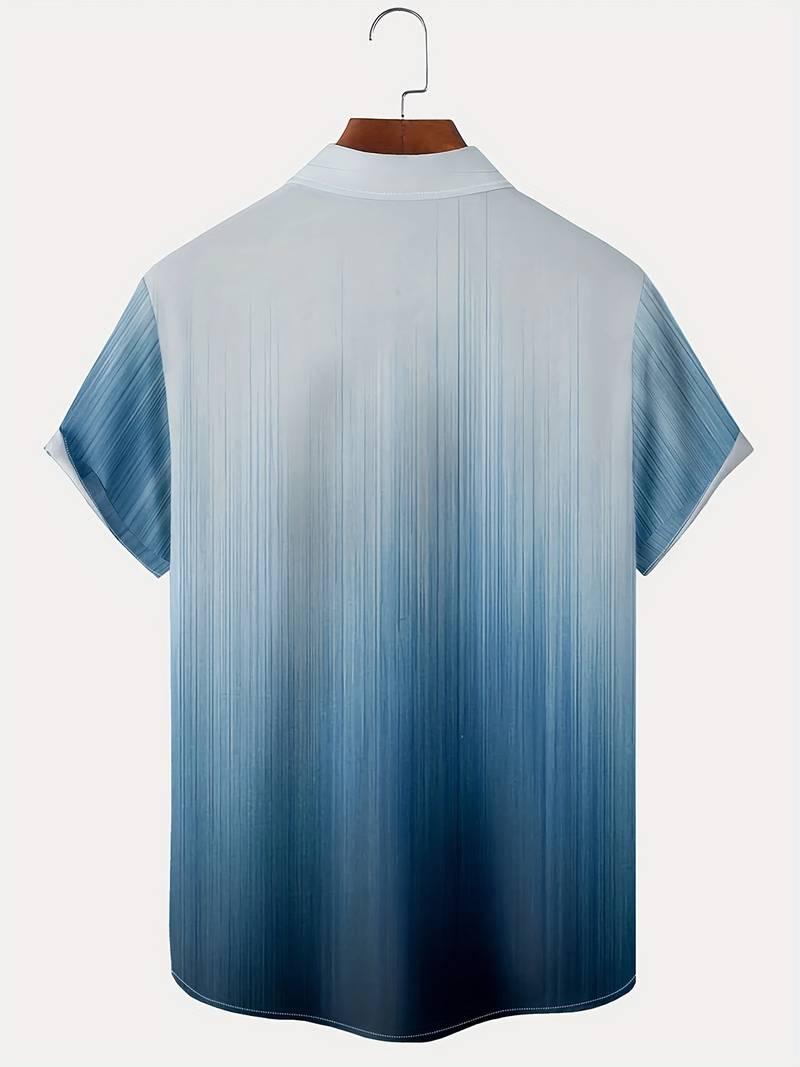 Men's Short Sleeve Button-Up Shirt Gradient Design Lightweight Breathable Relaxed Fit