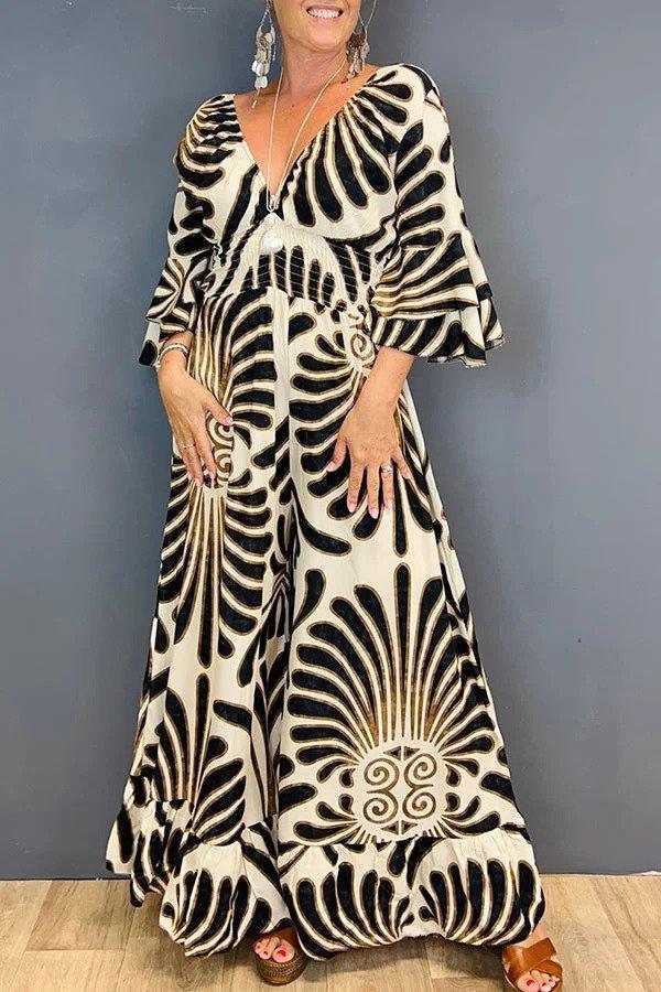 Women's Ruffled Jumpsuit Vintage Floral Print