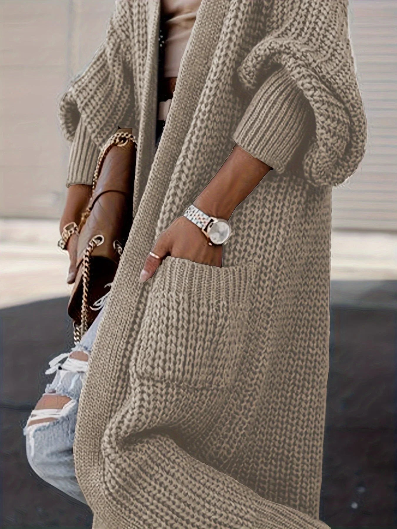 Women's Knit Cardigan with Pockets for Casual Everyday Wear
