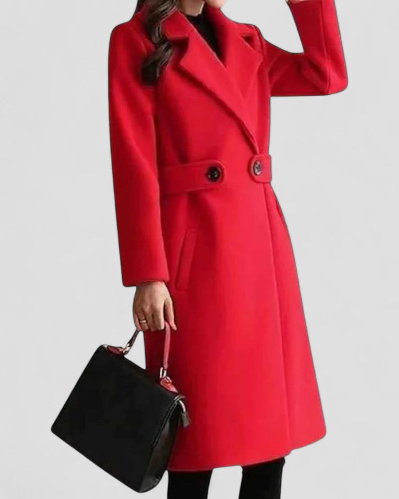 Women's Wool Winter Coat with Lapel Collar