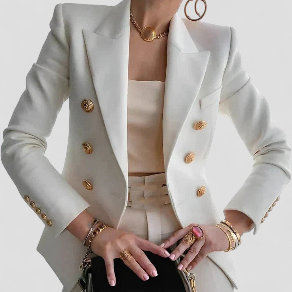 Women's Double Breasted Blazer with Gold Buttons
