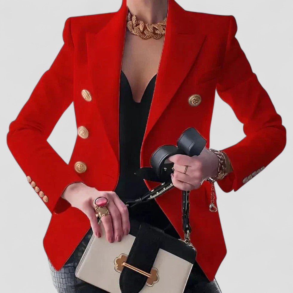 Women's Double Breasted Blazer with Gold Buttons
