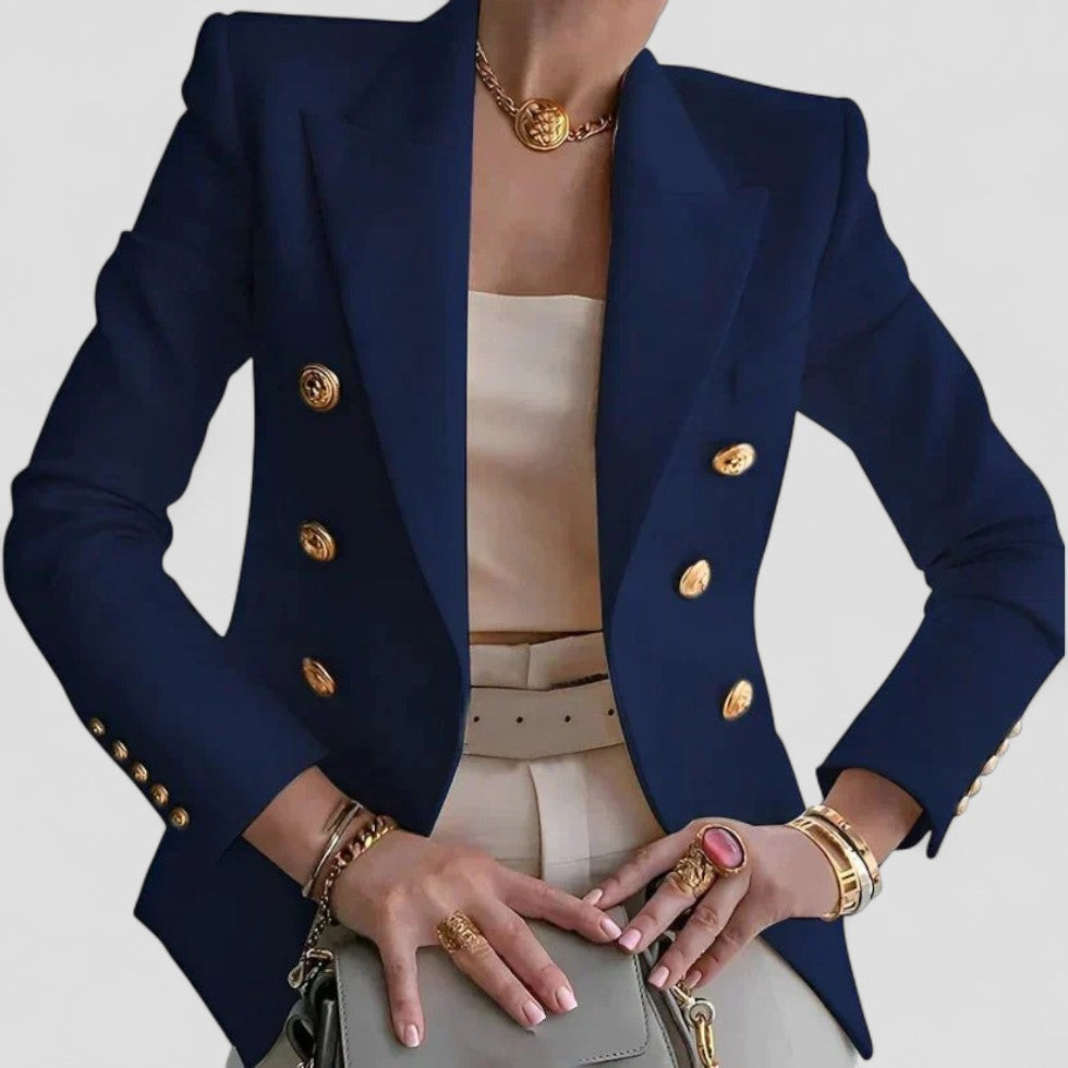 Women's Double Breasted Blazer with Gold Buttons