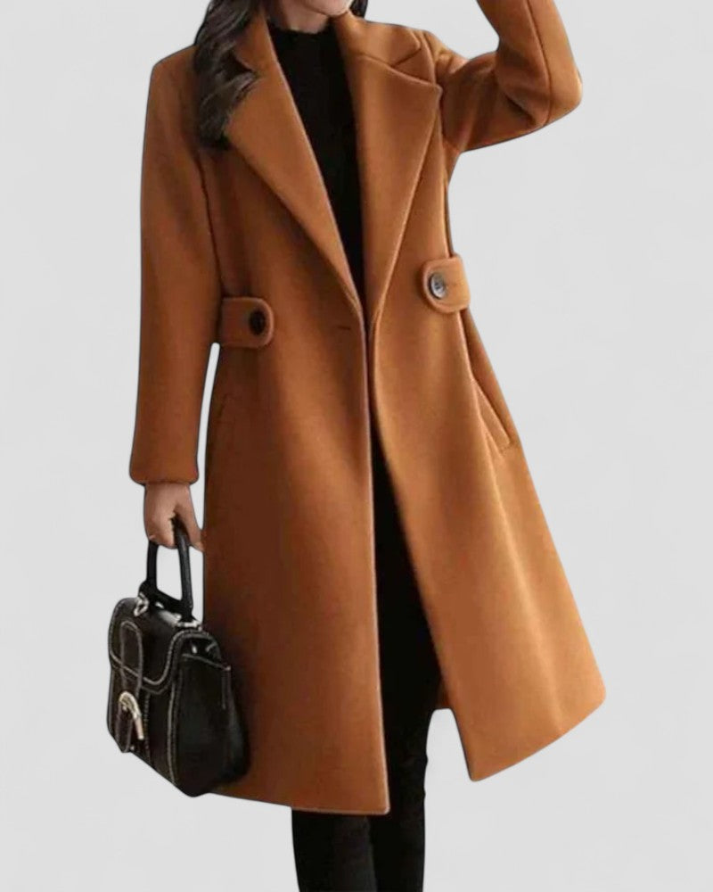 Women's Wool Winter Coat with Lapel Collar