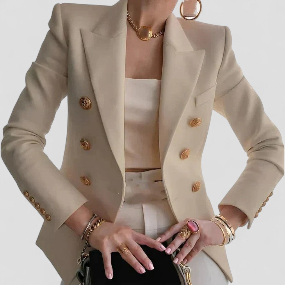 Women's Double Breasted Blazer with Gold Buttons