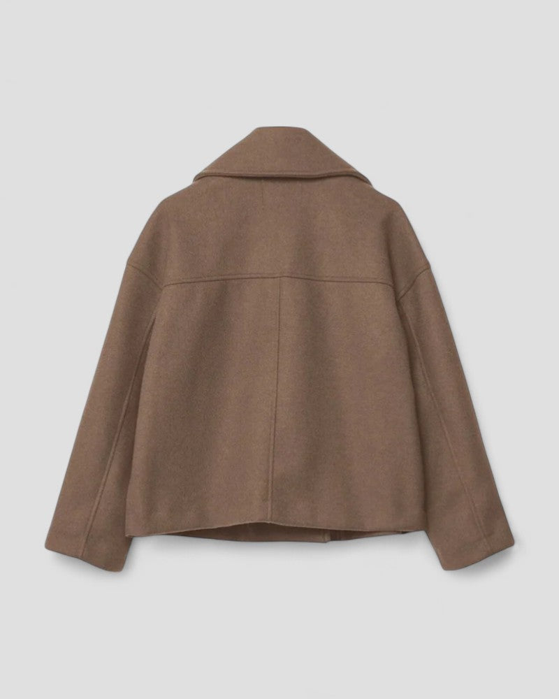 Women's Cropped Peacoat Wool Blend Double Breasted