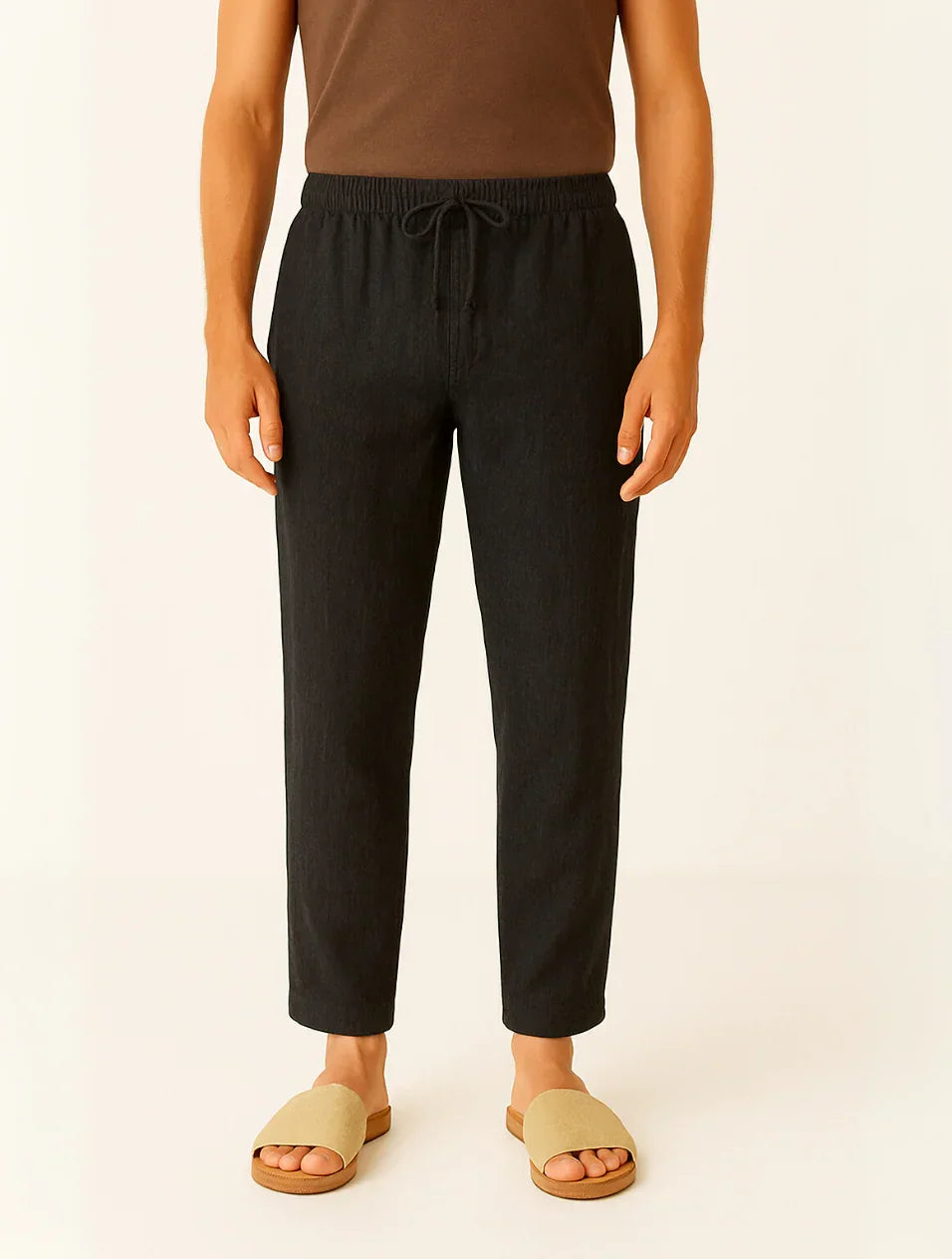 Men's Linen Pants Beige Classic Style