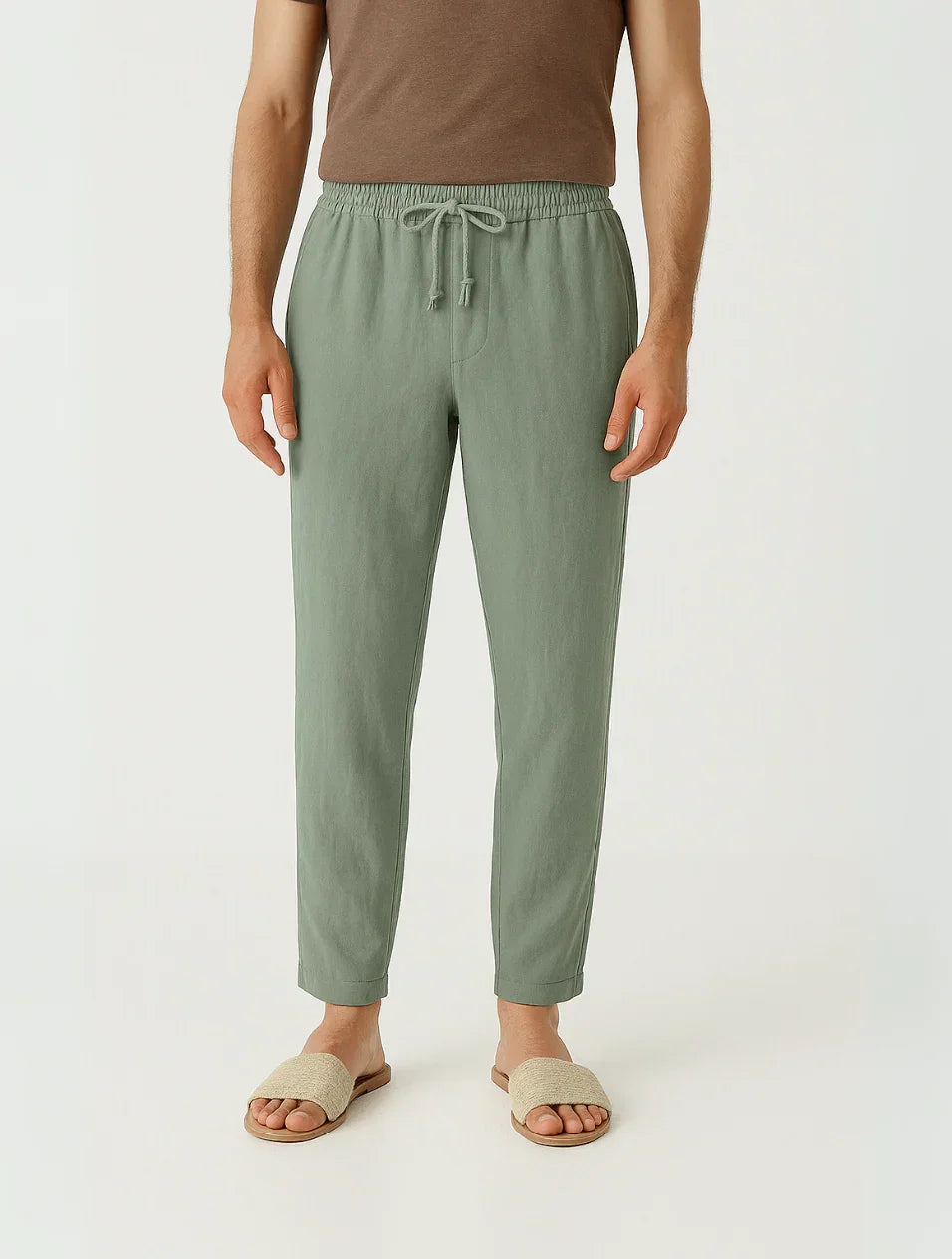 Men's Linen Pants Beige Classic Style