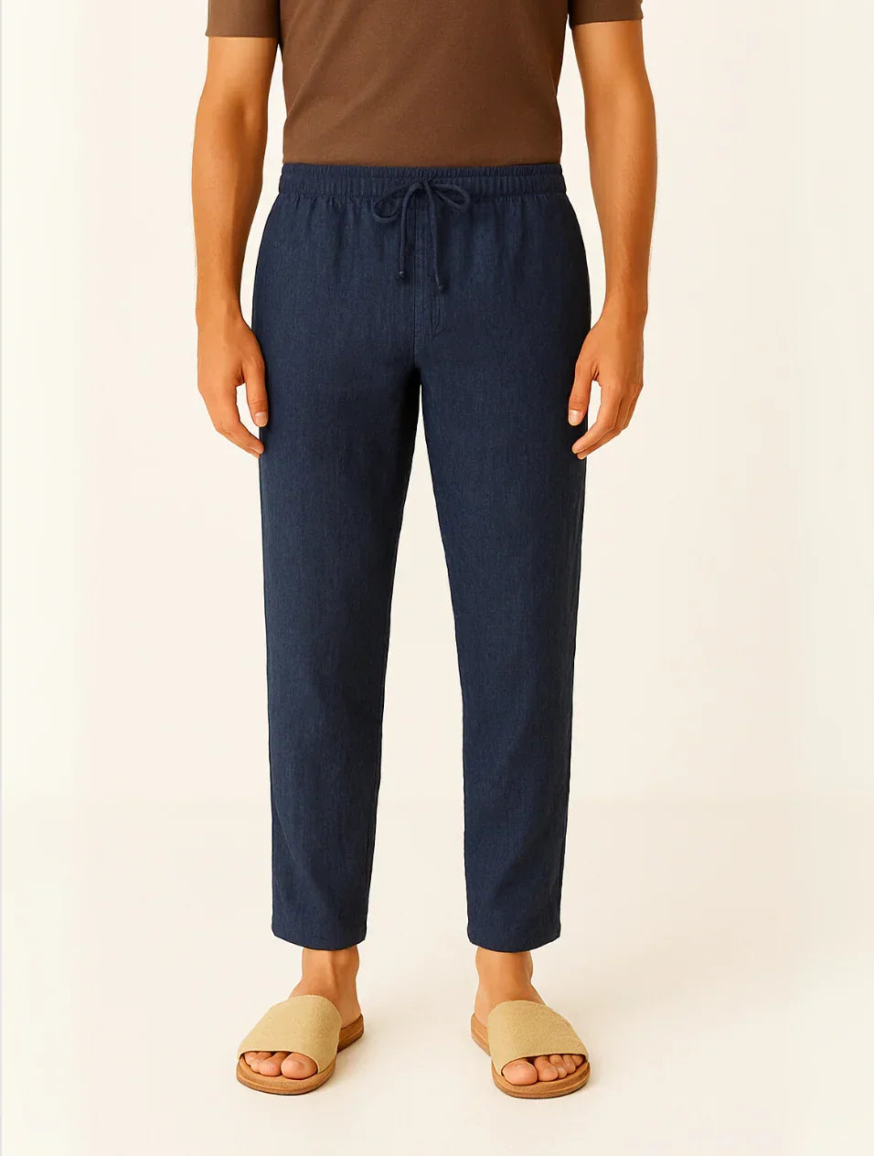 Men's Linen Pants Beige Classic Style