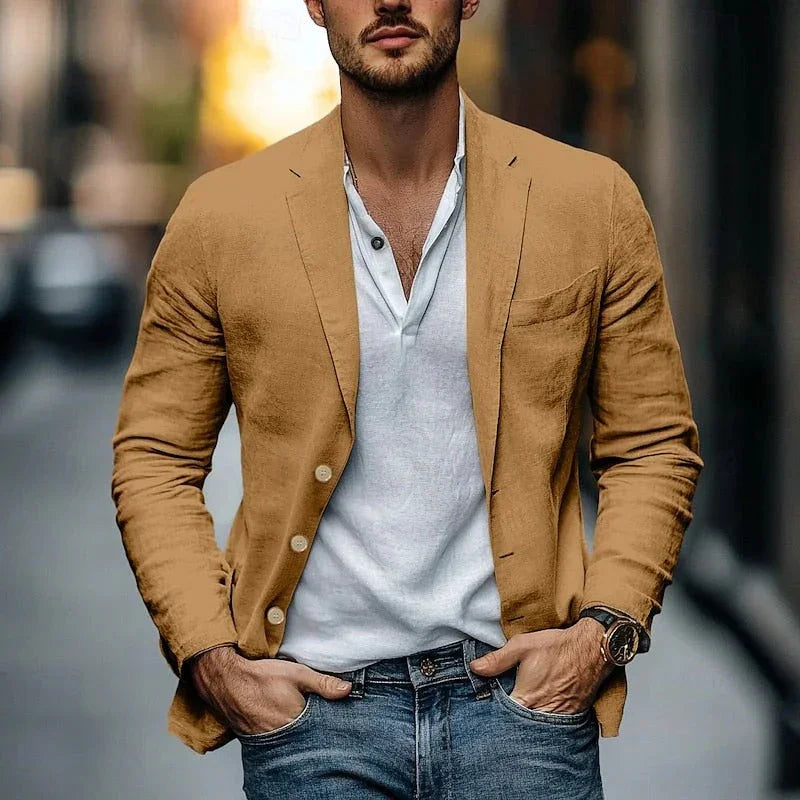 Men's Linen Blazer - Riviera Style for Summer Weddings and Formal Occasions