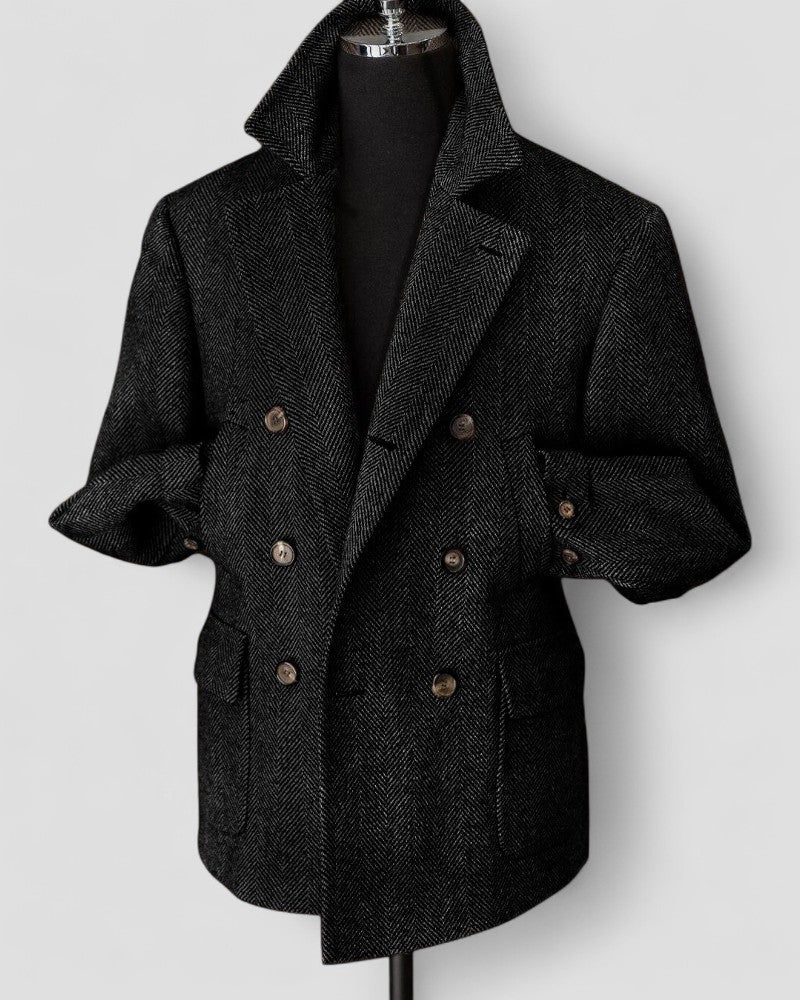 Men's Tailored Blazer Wool Blend Double Breasted
