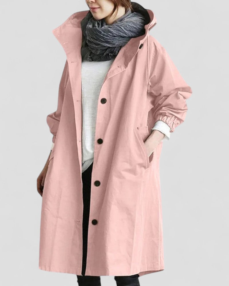 Women's Hooded Waterproof Trench Coat